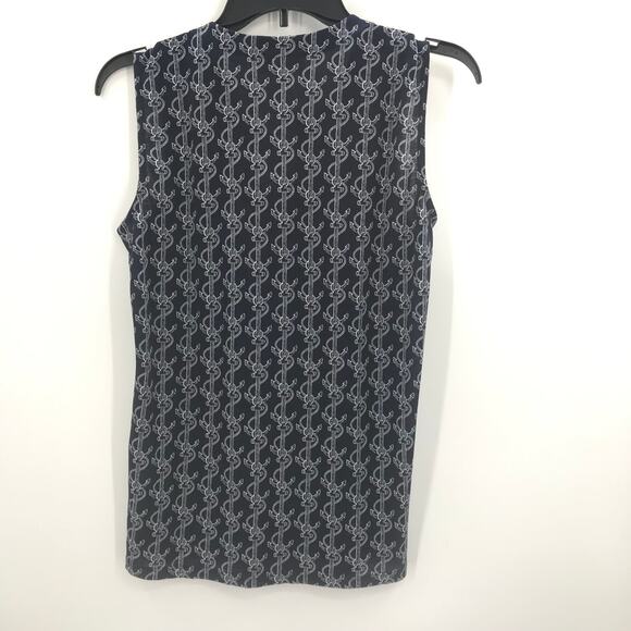 Charter Club Petite Textured Anchor-Print Tassel Tank Top Split Neck Small - Picture 1 of 4